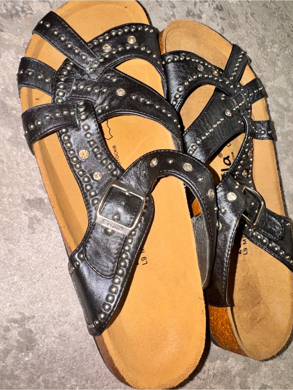 Betula by Birkenstock Black Studded Sandals NWOT - Picture 4 of 5